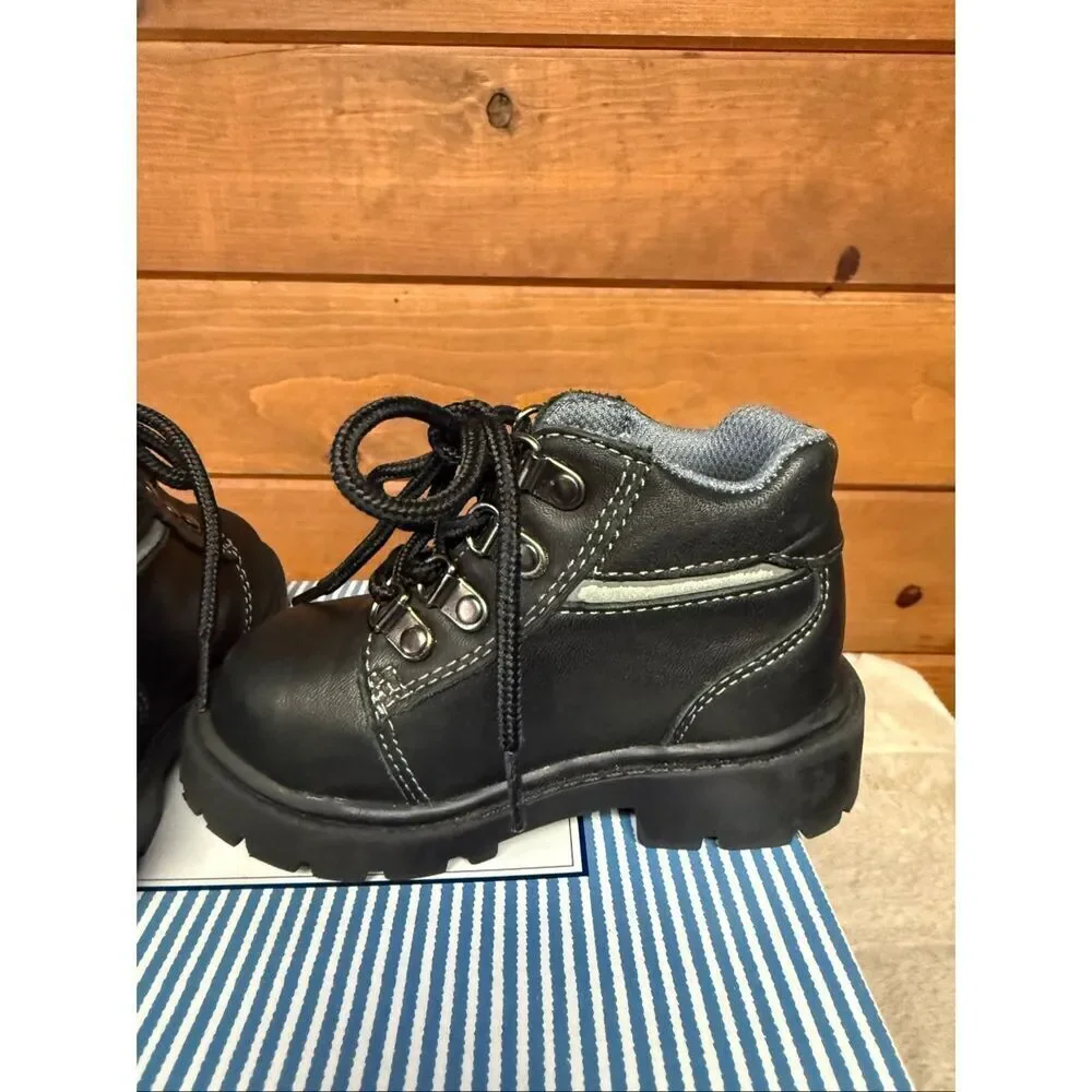 Osh Kosh Kenny Leather Boys Baby Boots Black Sz 6